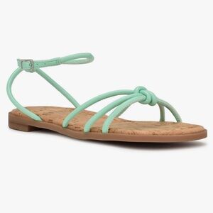 Nine West Hanklee Ankle Strap Flat Sandals - Mint Green - Size 9